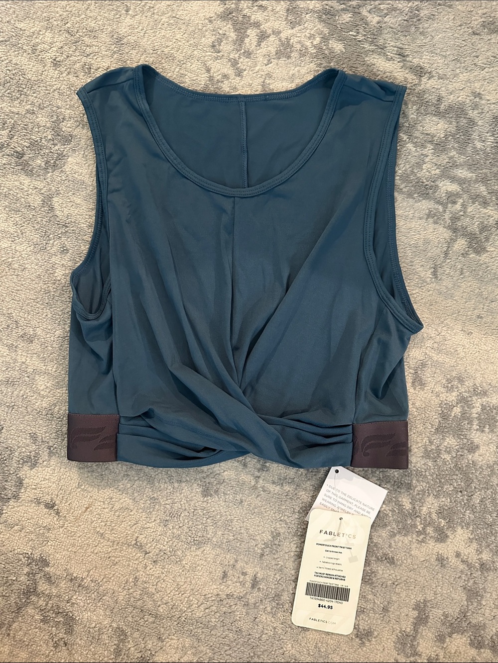 NWT Fabletics Teal Powertouch Front Twist Cropped Tank